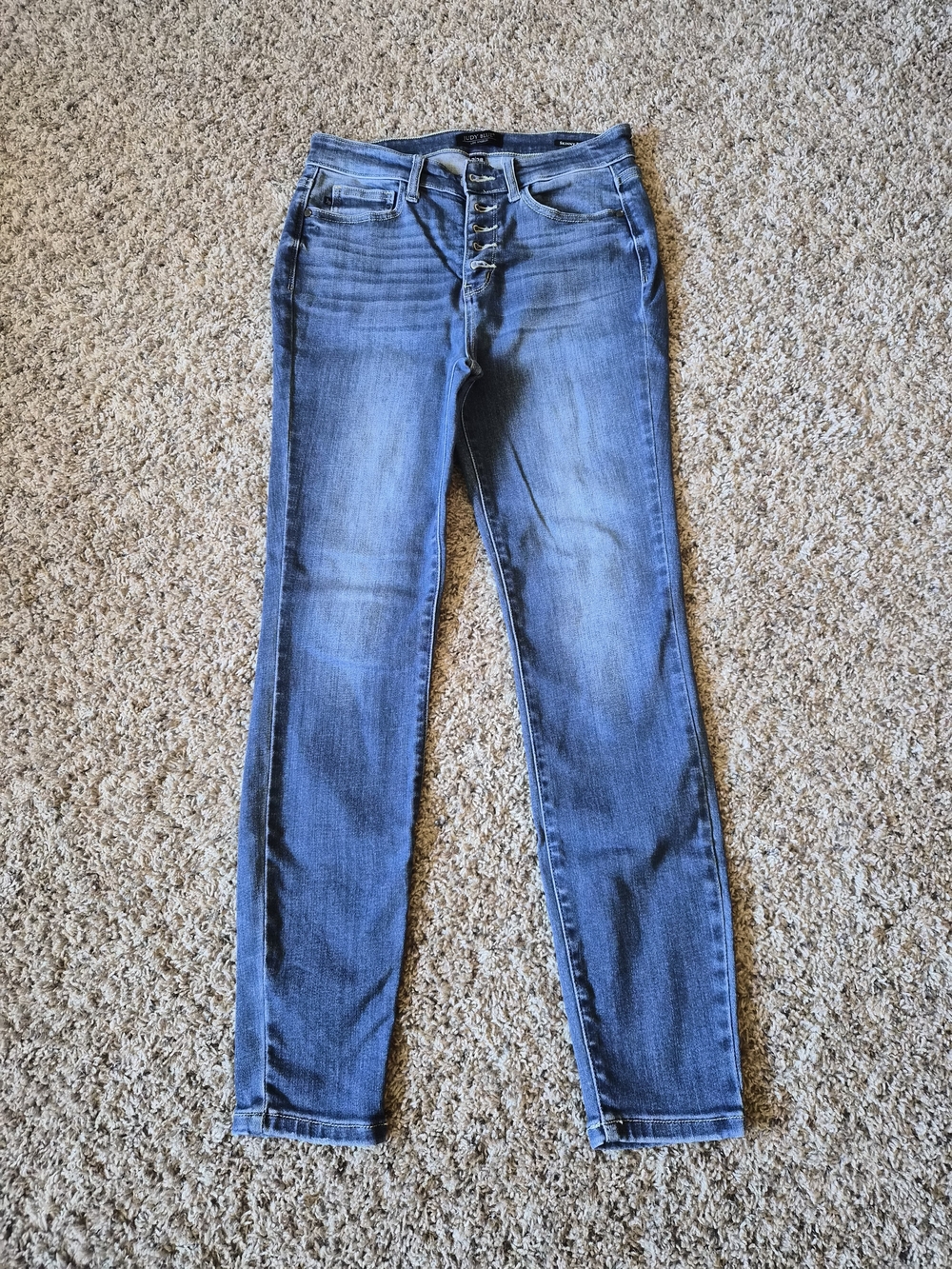 Judy Blue Skinny Button-Fly Jeans - Light Blue Wash